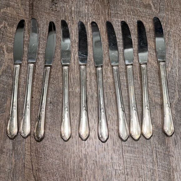 William A Rogers Silver Stainless Butter Knifes 10 Piece Set Vintage Replacement - Picture 2 of 5